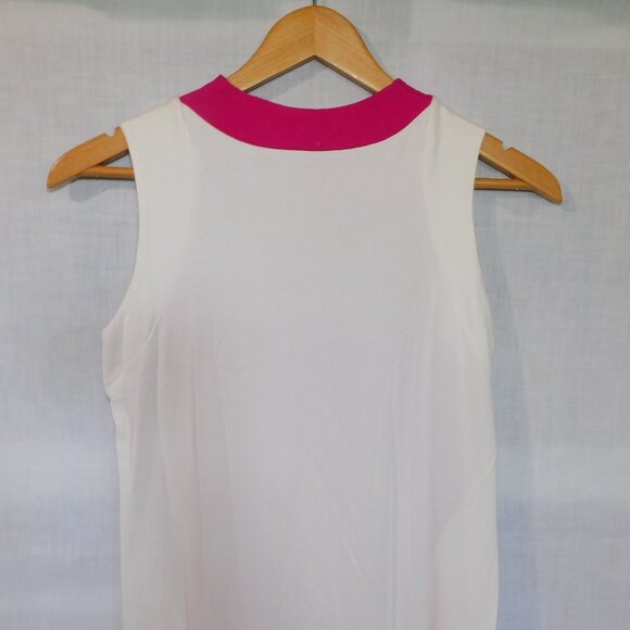 Miik Womens S Fuchsia Pink White Sleeveless A Line Swing Dress Bamboo - Picture 7 of 9